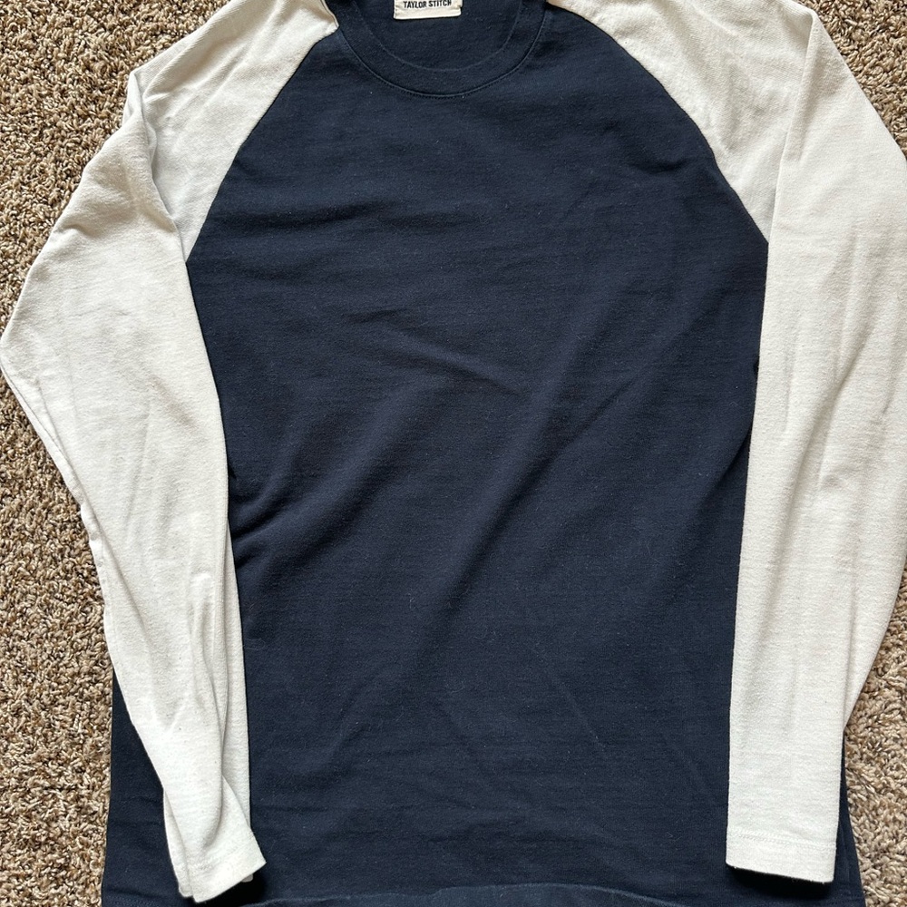 Taylor Stitch Men's Long Sleeve Shirt - Navy and Cream